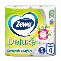 Акція на Туалетний папір Zewa Deluxe Ромашка, білий, 3-шаровий, 150 відривів, 4 рулони від Eva