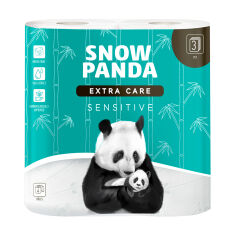 Акція на Туалетний папір Сніжна Панда Extra Care Sensitive білий, 3-шаровий, 150 відривів, 4 рулони від Eva