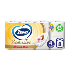 Акція на Туалетний папір Zewa Exclusive Almond Milk Мигдальне молочко, 4-шаровий, 135 відривів, 8 шт від Eva
