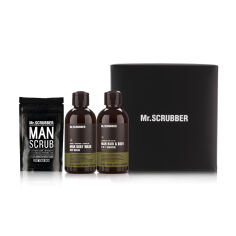 Акція на Набір чоловічий Mr.Scrubber New Man Basic (шампунь для волосся та тіла, 1.250 мл + гель для душу, 250 мл + кавовий скраб для тіла, 100 г) від Eva