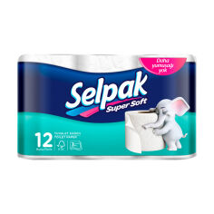 Акция на Туалетний папір Selpak білий, 3-шаровий, 140 відривів, 12 рулонів от Eva