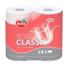 Акція на Туалетний папір RUTA Classic Rose, 2-шаровий, 4 рулони від Eva