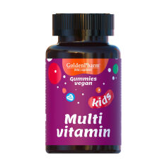 Акція на Дієтична добавка мультивітаміни для дітей Golden Pharm Multi Vitamin Kids Веганський мармелад, 60 шт від Eva