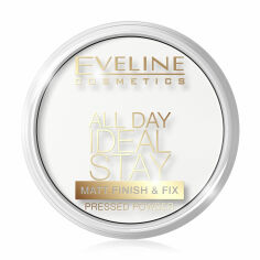 Акція на Матувально-зміцнювальна компактна пудра для обличчя Eveline Cosmetics All Day Ideal Stay Matt Finish & Fix, 60 White, 12 г від Eva