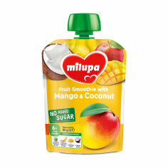 Акція на Дитяче фруктове пюре Milupa Яблуко, банан, манго та кокос, від 6 місяців, 80 г від Eva
