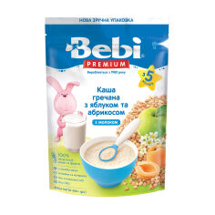 Акція на Дитяча молочна каша Bebi Premium Гречана з яблуком та абрикосом, з 5 місяців, 200 г від Eva