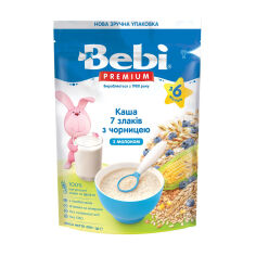 Акція на Дитяча молочна каша Bebi Premium 7 злаків з чорницею, з 6 місяців, 200 г від Eva