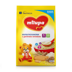 Акция на Дитяча швидкорозчинна молочна каша Milupa мультизлакова з дитячим печивом, від 7-ми місяців, 210 г от Eva