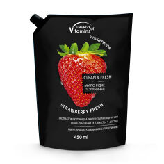 Акція на Рідке мило Energy of Vitamins Strawberry Fresh Полуниця, з гліцерином, 450 мл (запаска) від Eva