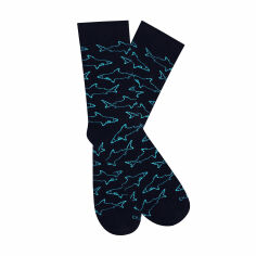 Акция на Шкарпетки чоловічі Duna 7041 високі, темно-сині з акулами, розмір 25-27 от Eva