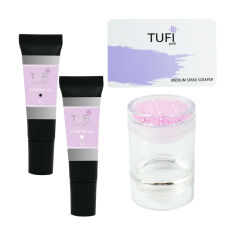 Акція на Набір для стемпінгу Tufi Profi Premium Frida 1 (штамп рожевий, 1 шт + стемпінг-гель (чорний, білий), 2*8 г + скрапер) від Eva
