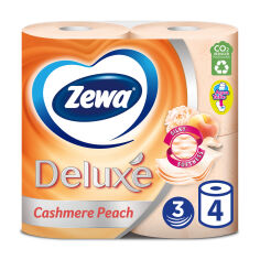 Акція на Туалетний папір Zewa Deluxe рожевий, з ароматом персика, 3-шаровий, 145 відривів, 4 рулони від Eva