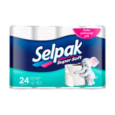 Акція на Туалетний папір Selpak Super Soft білий, 3-шаровий, 150 відривів, 24 рулони від Eva