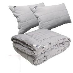 Акція на Набор одеяло демисезонное и две подушки Руно микрофибра Grey 200х220 см від Podushka