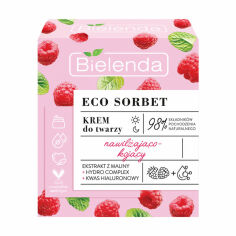 Акція на Зволожувальний та заспокійливий крем для обличчя Bielenda Eco Sorbet Moisturizing & Soothing Face Cream з екстрактом малини, 50 мл від Eva