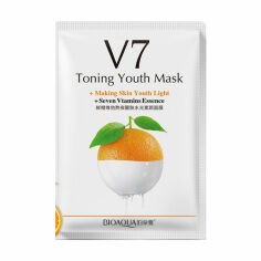 Акция на Вітамінна тканинна маска для обличчя Bioaqua V7 Toning Youth Mask з екстрактом апельсина та вітамінами, 30 г от Eva