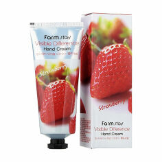 Акція на Крем для рук Farm Stay Visible Difference Hand Cream Strawberry з екстрактом полуниці, 100 мл від Eva