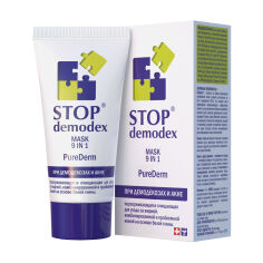 Акція на Маска для обличчя ФітоБіоТехнології Stop Demodex Pure Derm 9 в 1 при демодекозах та акне, 50 мл від Eva