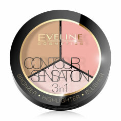 Акція на Палетка для макіяжу Eveline CONTOUR SENSATION 3in1 01 Pink Beige, 13.5 г від Eva