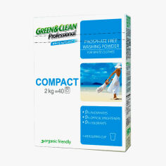 Акция на Пральний порошок Green&Clean Professional Compact для білого одягу, 40 циклів прання, 2 кг от Eva