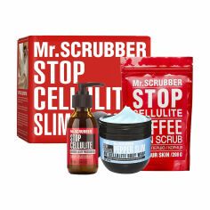 Акция на Антицелюлітний набір Mr.Scrubber Stop Cellulite Cold (антицелюлітна масажна олія, 100 мл + холодне антицелюлітне обгортання для тіла, 250 г + антицелюлітний скраб для тіла, 200 г) от Eva