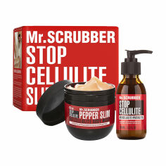 Акція на Антицелюлітний набір Mr.Scrubber Stop Cellulite Hot (масажна олія, 100 мл + зігрівальне обгортання для тіла, 250 г) від Eva