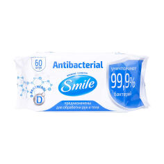 Акція на Вологі серветки Smile Antibacterial з Д-пантенолом, 60 шт від Eva
