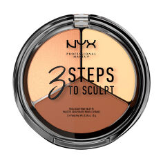 Акція на Палетка для контурингу обличчя NYX Professional Makeup 3 Steps To Sculpt Face Sculpting Palette 02 Light, 5 г від Eva