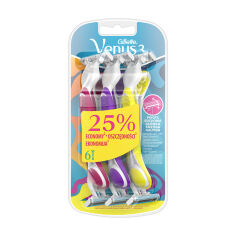 Акція на Набір одноразових станків для гоління Gillette Venus 3, жіночі, 6 шт від Eva