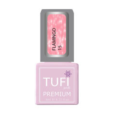 Акція на Гель-лак для нігтів Tufi profi Premium Flamingo 15 Персиковий лід із шимером, 8 мл від Eva
