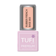 Акція на База для гель-лаку Tufi Profi Premium Rubber French Base 003 Рожевий персик, 8 мл від Eva