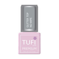 Акция на Топ для гель-лаку Tufi Profi Premium Glitter Top No Wipe без липкого шару з мікроблиском, 8 мл от Eva