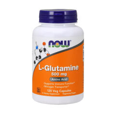 Акція на Дієтична добавка амінокислота в капсулах NOW Foods L-Glutamine L-Глютамін 500 мг, 120 шт від Eva