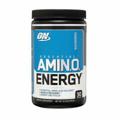 Акція на Амінокислоти Optimum Nutrition Essential Amino Energy Blue Raspberry в порошку, 270 г від Eva