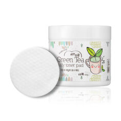 Акция на Спонжи для обличчя Esfolio Pure Skin Green Tea Daily Toner Pad очищувальні, з екстрактом зеленого чаю, 60 шт от Eva