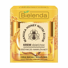 Акція на Живильний зволожувальний крем для обличчя Bielenda Manuka Honey для сухої та чутливої шкіри, 50 мл від Eva