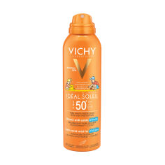 Акція на Дитячий сонцезахисний водостійкий спрей Vichy Ideal Soleil Anti-Sand Mist SPF 50+, Анти-пісок, для чутливої шкіри, 200 мл від Eva