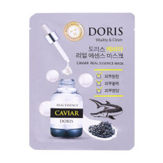 Акція на Ампульна тканинна маска для обличчя Doris Caviar Real Essence Mask з екстрактом чорної ікри, 25 мл від Eva