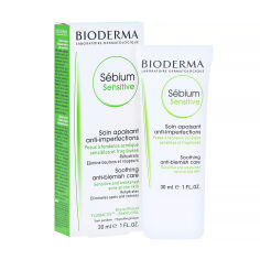 Акція на Заспокійливий засіб для обличчя Bioderma Sebium Sensitive Soothing Anti-Blemish Care для проблемної шкіри, 30 мл від Eva