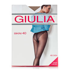 Акція на Колготки жіночі Giulia Bikini з ажурними трусиками з поліаміду, 40 DEN, Cappuccino, розмір 5 від Eva
