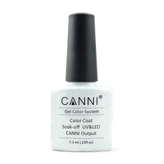 Акція на Гель-лак Canni Gel Color System Color Coat Soak-off UV&LED 186 Прозорий з голографічними блискітками, 7.3 мл від Eva