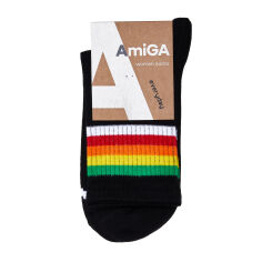 Акція на Шкарпетки жiночi AmiGA високі, спорт, чорний зі смужками, розмір 23-25 від Eva