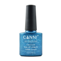 Акция на Гель-лак Canni Gel Color System Color Coat Soak-off UV&LED 221 Темно-блакитний із дрібними блискітками, 7.3 мл от Eva