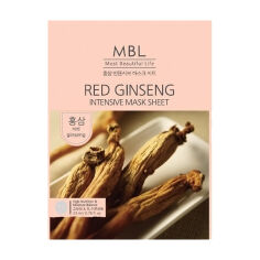 Акція на Тканинна маска для обличчя MBL Red Ginseng Intensive Mask Sheet Омолоджувальна, з червоним женьшенем, 23 мл від Eva