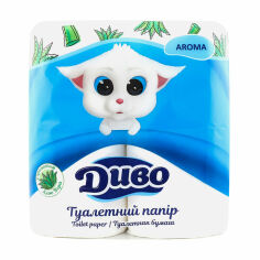 Акция на Туалетний папір Диво Aroma з ароматом алое, білий, 2х-шаровий, 150 відривів, 4 шт от Eva