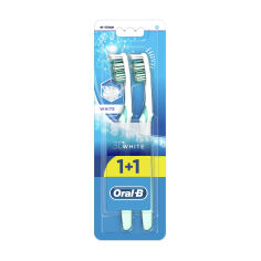 Акция на Набір зубних щіток Oral-B 1+1 3D White Відбілювання, середньої жорсткості, 2 шт от Eva