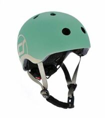 Акція на Шлем защитный детский Scoot&Ride серо-зеленый, с фонариком, 45-51см (XXS/XS) від Stylus