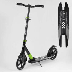 Акція на Самокат алюминиевый Best Scooter с PU колесами, и 1 передним амортизатором Black/Green (99629) від Stylus