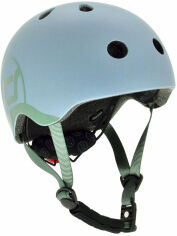 Акция на Шлем защитный детский Scoot&Ride серо-синий, с фонариком, 51-55см (S/M) (SR-190605-STEEL) от Stylus