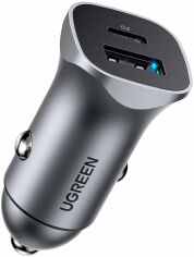 Акція на Ugreen Car Charger USB+USB-C CD130 20W Gray (30780) від Stylus